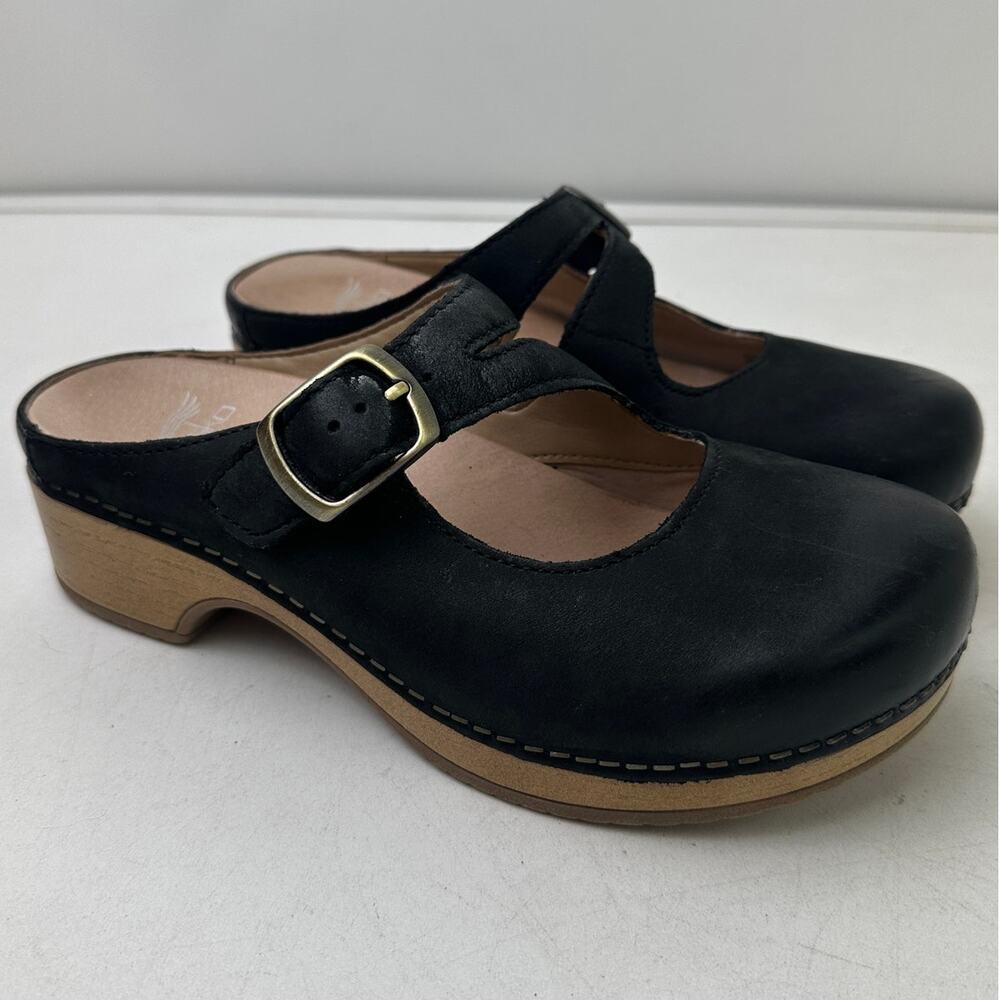 Dansko Britney Black Leather Mary Jane Mule Clogs Women's Sz 5.5 (36)